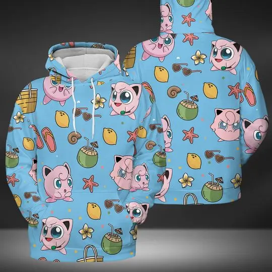 Jigglypuff Hoodies Shirt, 3D Hoodies Tee, Anime Shirt