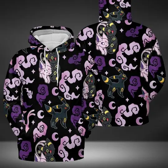 Espeon Umbreon Hoodies Shirt, 3D Hoodies Tee