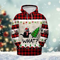 Funny What Cat Christmas Hoodie, 3D Hoodie