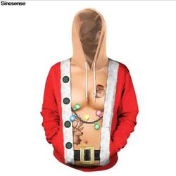 Funny Santa Claus Chest Christmas Hoodie, 3D Hoodie