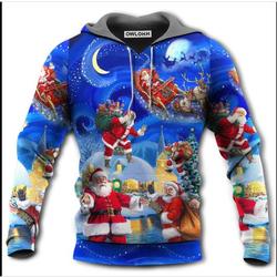 Christmas Santa Claus In The Town Magic Night Hoodie, 3D Hoodie
