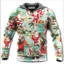 Christmas Santa Vacation Beach Joyful Hoodie, 3D Hoodie