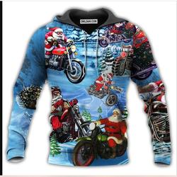 Santa Claus Biker Christmas Hoodie, 3D Hoodie
