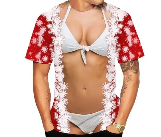 Funny Girl Muscle Christmas T-Shirt, 3D T-Shirt Meaningful Gift For Family Gift For Boyfriend Valentine Gift