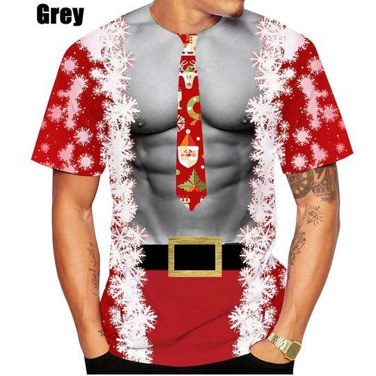 Funny Muscle Christmas T-Shirt, 3D T-Shirt 5 Meaningful Gift For Family Gift For Boyfriend Valentine Gift