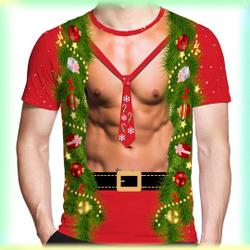 Funny Muscle Christmas T-Shirt, 3D T-Shirt Meaningful Gift For Family Gift For Boyfriend Valentine Gift