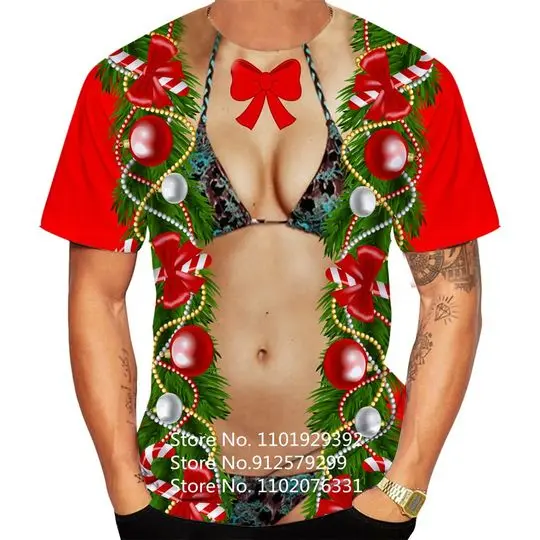 Funny Muscle Christmas T-Shirt, 3D T-Shirt Meaningful Gift For Family Gift For Boyfriend Valentine Gift