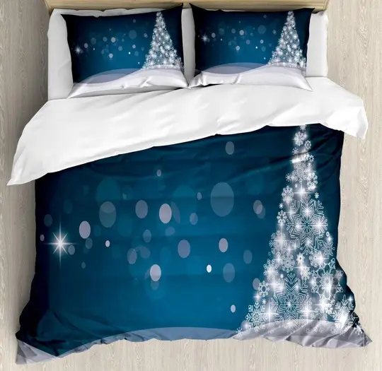 Christmas Bedding Set Fantasy Backdrop Abstract Xmas Tree Dreamlike SnowflaGift For Your Girlfriend Boyfriend Gift For Love Gift For Friend Best Valentine Present Holiday Gift