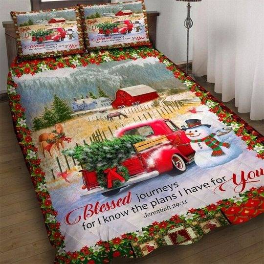 Christmas Tree Truck Festive Bedding Set Gift For Your Girlfriend Boyfriend Gift For Love Gift For Friend Best Valentine Present Holiday Gift