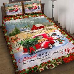 Christmas Tree Truck Festive Bedding Set Gift For Your Girlfriend Boyfriend Gift For Love Gift For Friend Best Valentine Present Holiday Gift