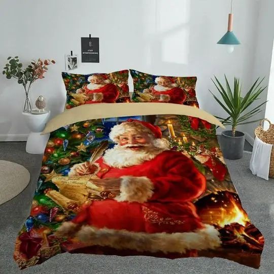 Christmas Santa Claus Bedding Set Gift For Your Girlfriend Boyfriend Gift For Love Gift For Friend Best Valentine Present Holiday Gift