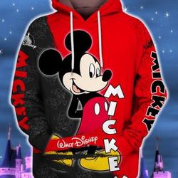 Black And Red Mickey Mouse Lovely 3D HOODIE Christmas Gift
