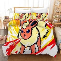 PKM Pika Flareon #10 Duvet Cover Pillowcase Bedding Set Gift For Your Girlfriend Boyfriend Gift For Love Gift For Friend Best Valentine Present Holiday Gift