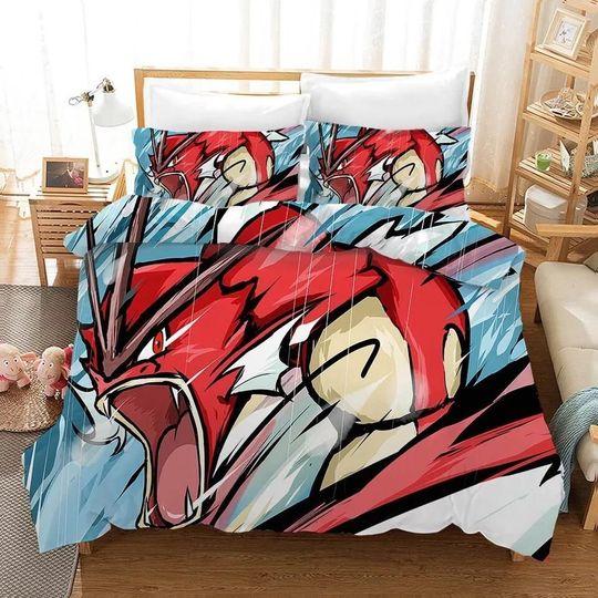 PKM Pika Gyarados #16 Duvet Cover Pillowcase Bedding Set Gift For Your Girlfriend Boyfriend Gift For Love Gift For Friend Best Valentine Present Holiday Gift