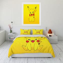 poket mons Pika Quilt Cover Soft Three-Piece Bedding Set Gift For Your Girlfriend Boyfriend Gift For Love Gift For Friend Best Valentine Present Holiday Gift
