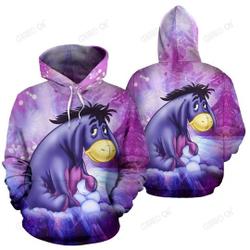 Purple Eeyore Sad Face Winnie The Pooh Cartoon Fans 3D Hoodie Christmas Gift