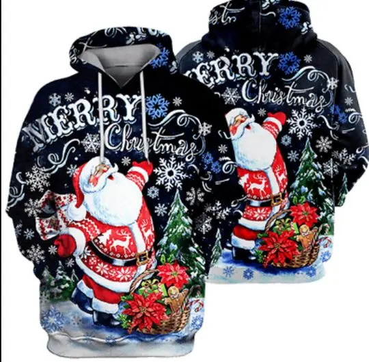Funny Santa Claus Merry Christmas Xmas Vibes 3D HOODIE Christmas Gift