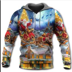 Christmas Santa Claus Snowman Family In Love Light Art Style 3D HOODIE Us Size
