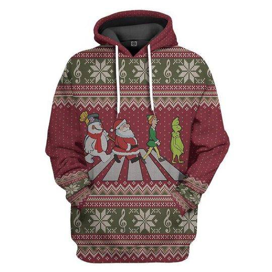 3D Abbey Road Santa Claus 3D Hoodie Christmas Gift