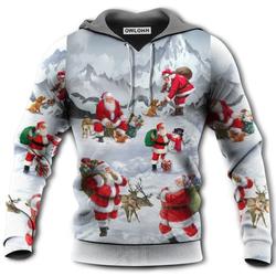 Christmas Santa Claus In The Snow Mountain Art Style 3D HOODIE Christmas Gift