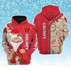 Grumpy Santa Claus Costume Seven Dwarfs Merry Christmas Hoodie 3D