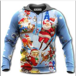 Skiing Christmas Skiing Santa Claus 3D HOODIE Halloween Gift Christmas Gift