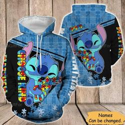 Stitch Autism Awareness 3D HOODIE Christmas Gift