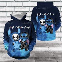 Stitch And Jack Skellington 3D Hoodie, Stitch Lover Friends Christmas Gifts
