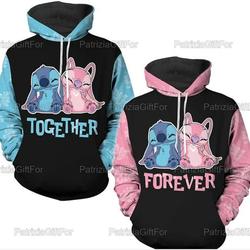 Personalized Stitch And Angel Couple 3D HOODIE Christmas Gift
