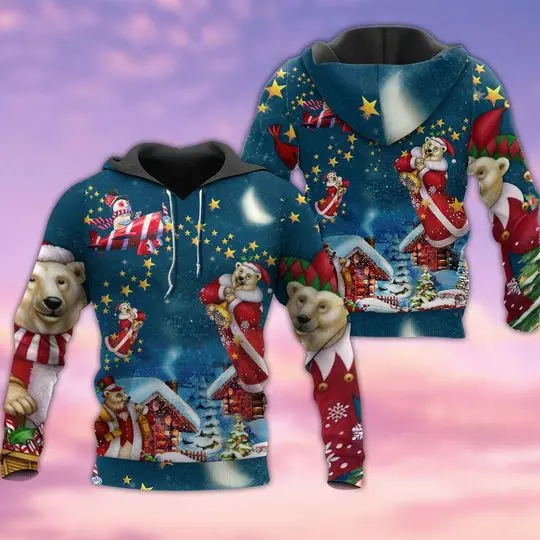 Christmas Bear Santa So Much Bright 3D Hoodie, Teddy bear Christmas, Christmas Bear