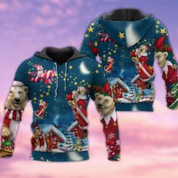Christmas Bear Santa So Much Bright 3D Hoodie, Teddy bear Christmas, Christmas Bear