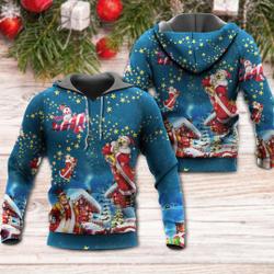 Christmas Bear Santa Happy 3D Hoodie, Teddy bear Christmas, Christmas Santa 3D Hoodie