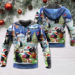Christmas Black Cat Merry Catmas 3D Hoodie, Christmas cat, Cat lover, Meowy Catmas Christmas Santa