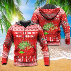Cat Wreck The Tree Christmas Red 3D Hoodie, Christmas tree, Christmas 3D Hoodie