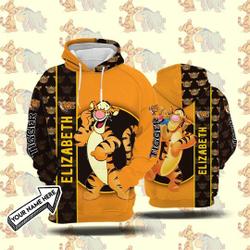 Tiger Hoodie, 3D all over printed, Christmas Disney Hoodie, Happy Pooh Year Hoodie