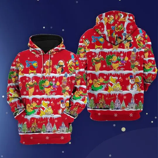 Winnie The Pooh Hoodie, Christmas Light Hoodie, Christmas Disney
