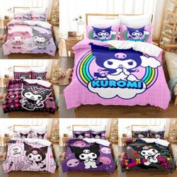 Cartoon Happy Kuromi Girl Duvet Doona Cover Double King Bedding Set Gift For Your Girlfriend Boyfriend Gift For Love Gift For Friend Best Valentine Present Holiday Gift