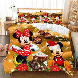 Christmas Mickey Minnie Mouse Doona Duvet Cover BeddingGift For Your Girlfriend Boyfriend Gift For Love Gift For Friend Best Valentine Present Holiday Gift