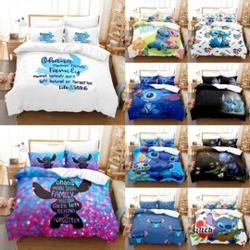 3D Lilo Stitch Cartoon Duvet Cover 3PC Bedding Set Gift For Your Girlfriend Boyfriend Gift For Love Gift For Friend Best Valentine Present Holiday Gift