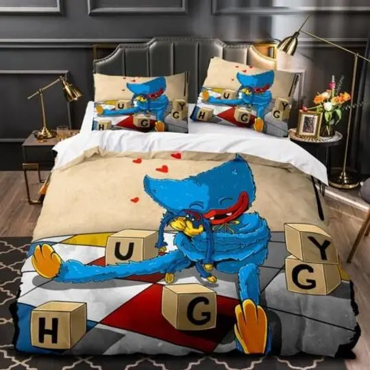 Huggy Wuggy Bedding Set 3Pcs Gift Quilt Duvet Cover Single Double KingGift For Your Girlfriend Boyfriend Gift For Love Gift For Friend Best Valentine Present Holiday Gift