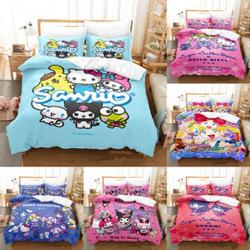 Kuromi Hello Kitty Cartoon Duvet Doona Cover Double King Bedding Quilt CoverGift For Your Girlfriend Boyfriend Gift For Love Gift For Friend Best Valentine Present Holiday Gift