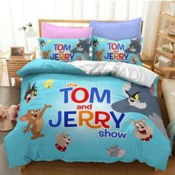 3Pcs Bedding Set TOM and JERRY Quilt Duvet Cover Single Double King SizeGift For Your Girlfriend Boyfriend Gift For Love Gift For Friend Best Valentine Present Holiday Gift