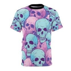 Skull Shirt Blue and Pink Skulls T-Shirt Meaningful Gift For Family Gift For Boyfriend Valentine Gift