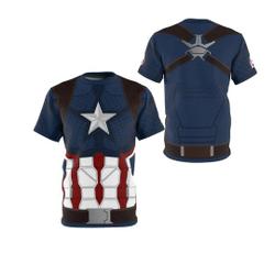 Captain America 3D T-Shirt | Steve Rogers Captain America Cosplay 3D T-Shirt Meaningful Gift For Family Gift For Boyfriend Valentine Gift