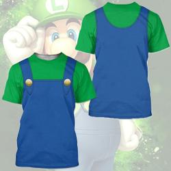 Luigi Super Mario Bros Costume Halloween Cosplay 3D T-Shirt Meaningful Gift For Family Gift For Boyfriend Valentine Gift
