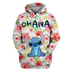 Stitch Flowers Ohana Disney Hoodie, Disney 3D Hoodie