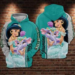 Jasmine Princess Disney Hoodie, Disney 3D Hoodie