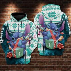 Stitch Christmas Disney Hoodie, Disney 3D Hoodie