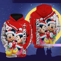 Mickey And Minnie Christmas Disney Hoodie, Disney 3D Hoodie
