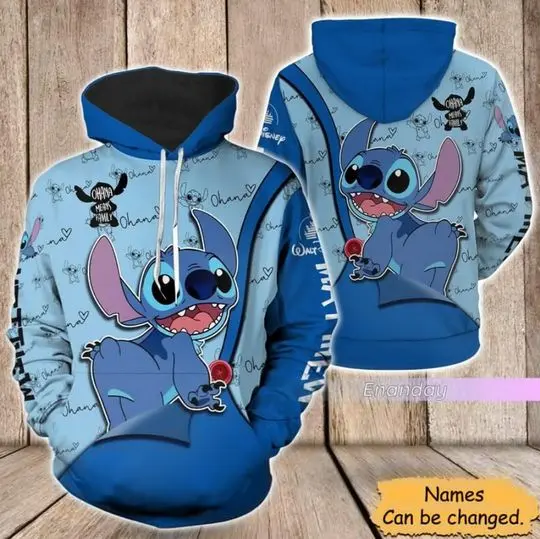 Personalized Stitch Disney Hoodie, Disney 3D Hoodie